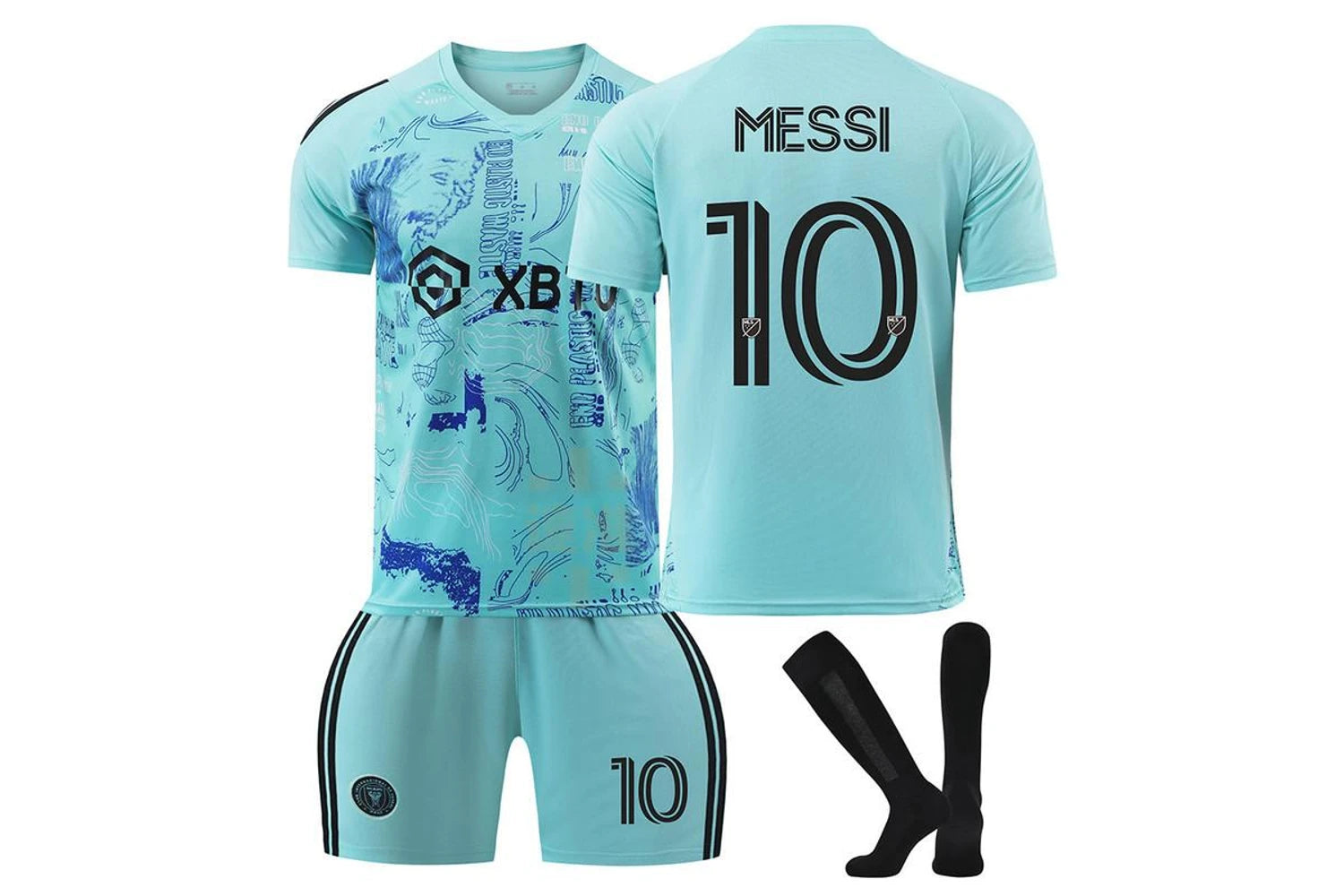 Inter Miami CF Away Jersey Messi #10 Turquoise Kit Youth/Adult INTERNATIONAL STOCK