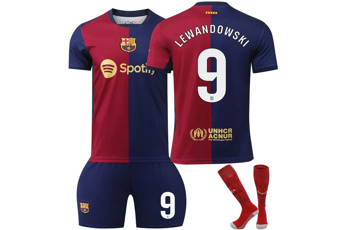Lewandowski Barca Home Jersey #9 Red/Blue Kit Youth/Adult INTERNATIONAL STOCK
