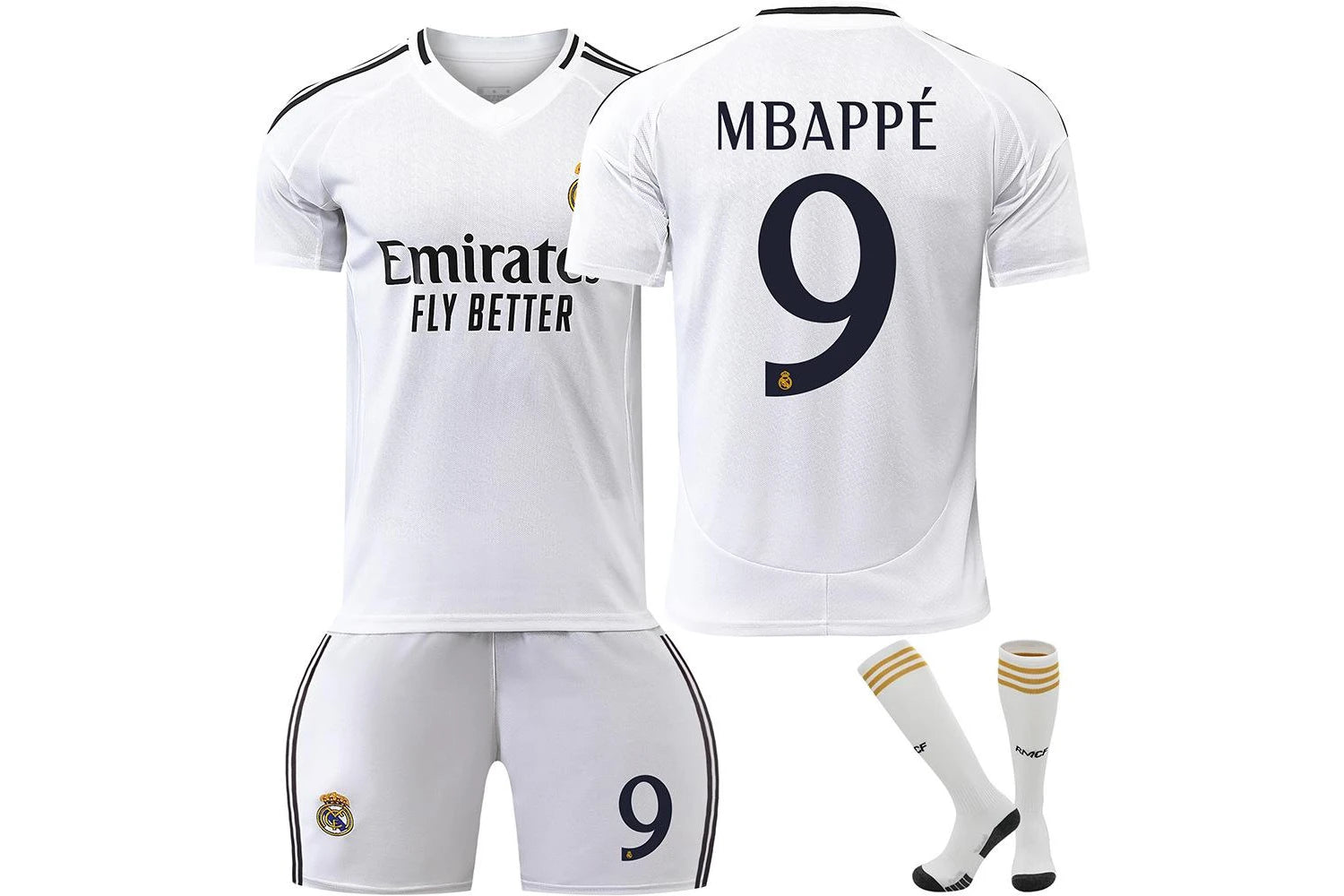 Mbappé Real Madrid Home Jersey #9 White Youth Kit LOCAL STOCK