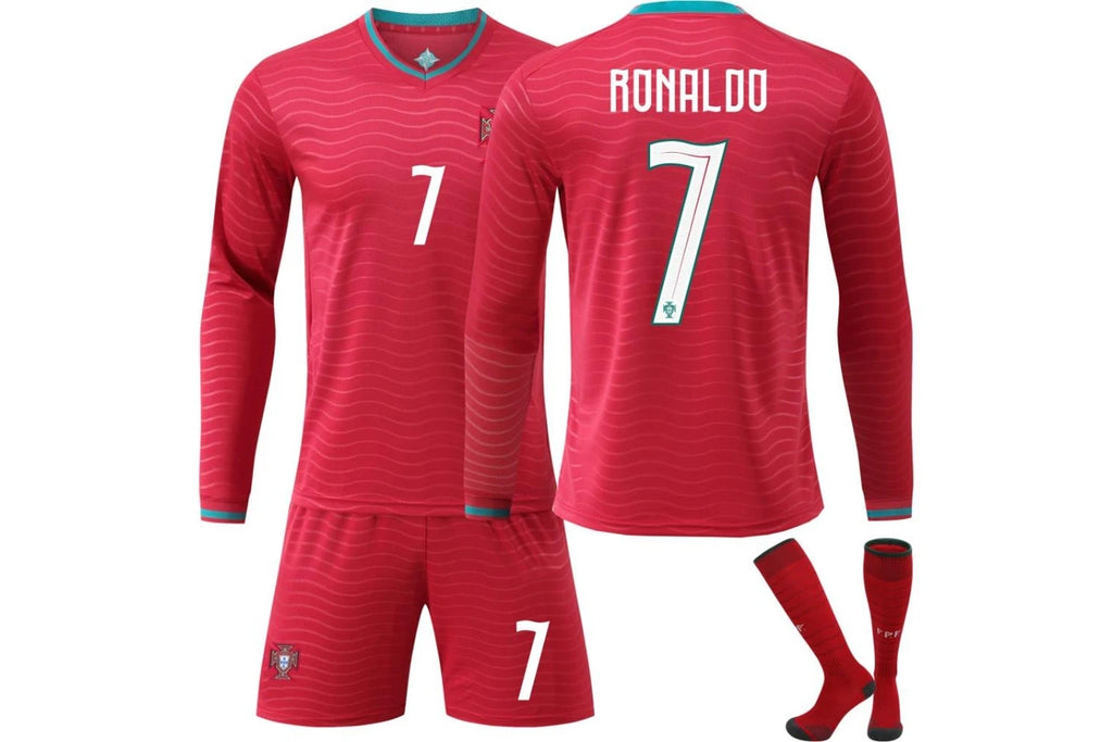 Ronaldo 2026 Portugal World Cup #7 Home (Long Sleeve) Jersey Kit Youth/Adult (INTERNATIONAL STOCK)