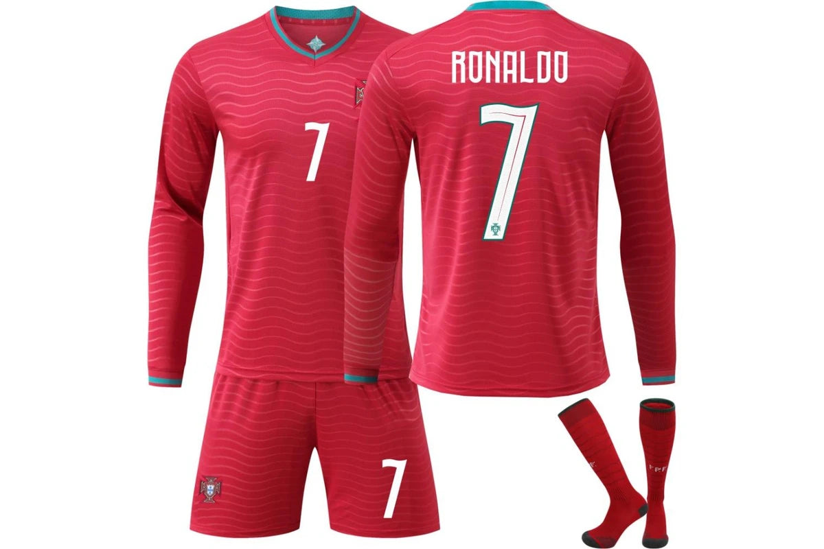 Ronaldo 2026 Portugal World Cup #7 Home (Long Sleeve) Jersey Kit Youth/Adult (INTERNATIONAL STOCK)