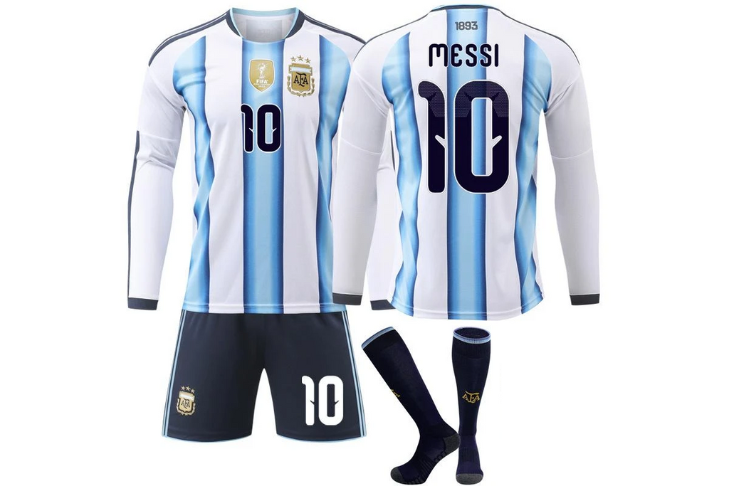 Messi 2026 Argentina World Cup #10 Home (Long Sleeve) Jersey Kit Youth/Adult (INTERNATIONAL STOCK)
