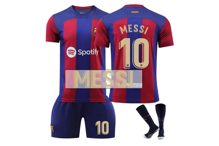 Barcelona Home Jersey Messi #10 Red/Blue Youth Kit LOCAL STOCK