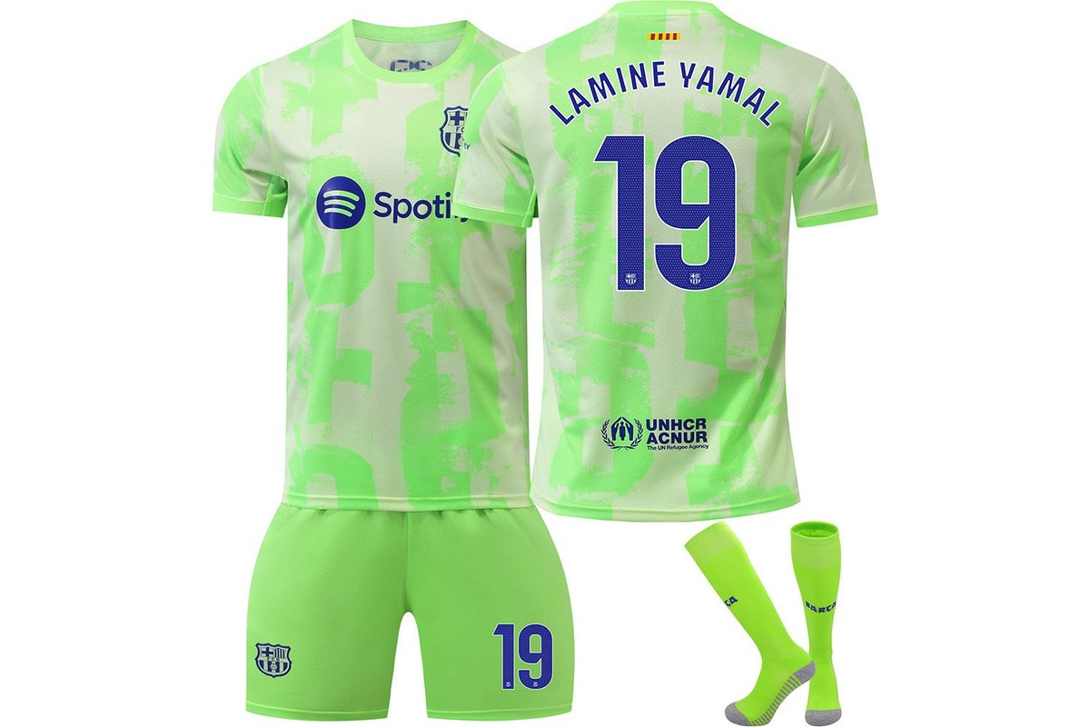 Lamine Yamal 24/25 Barcelona #19 Jersey Kit Green Youth/Adult (INTERNATIONAL STOCK)