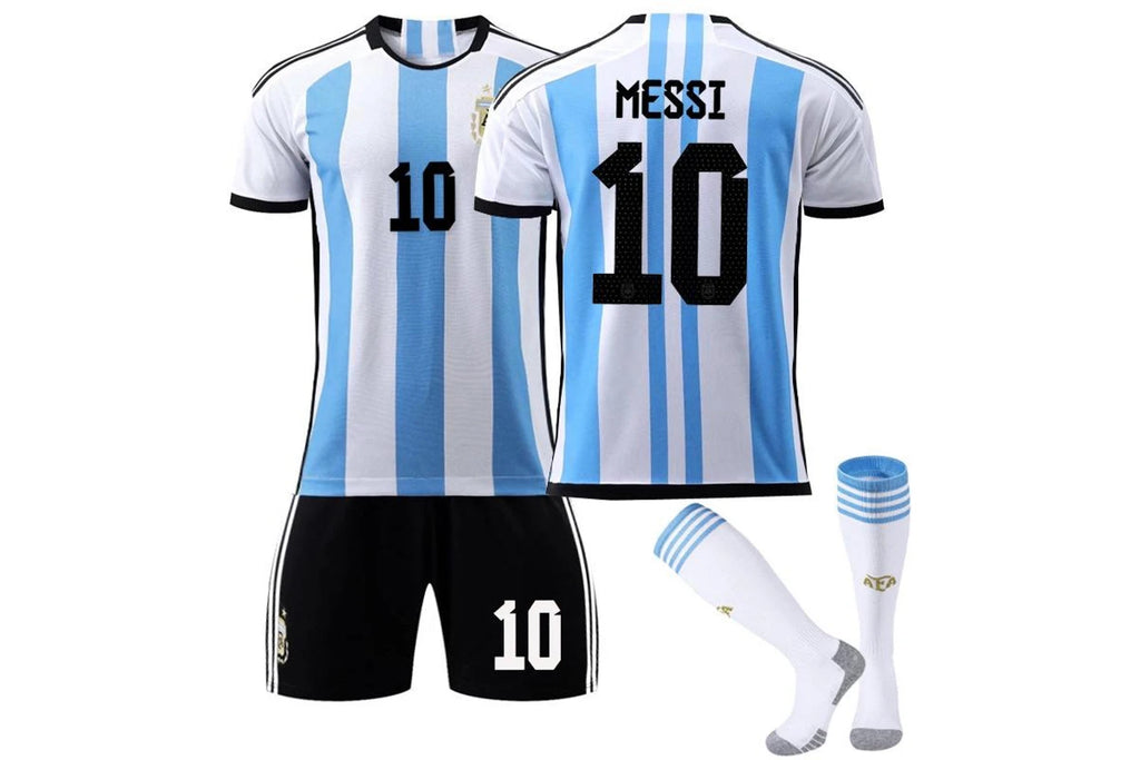 Argentina Home Jersey Messi #10 Blue/White Youth Kit LOCAL STOCK