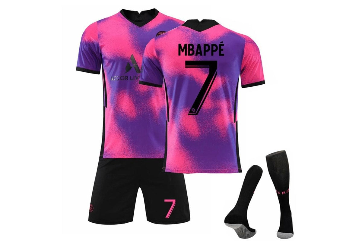 Mbappé Paris Saint-Germain Fourth Stadium Jersey #7 Purple/Pink Youth Kit (INTERNATIONAL STOCK)