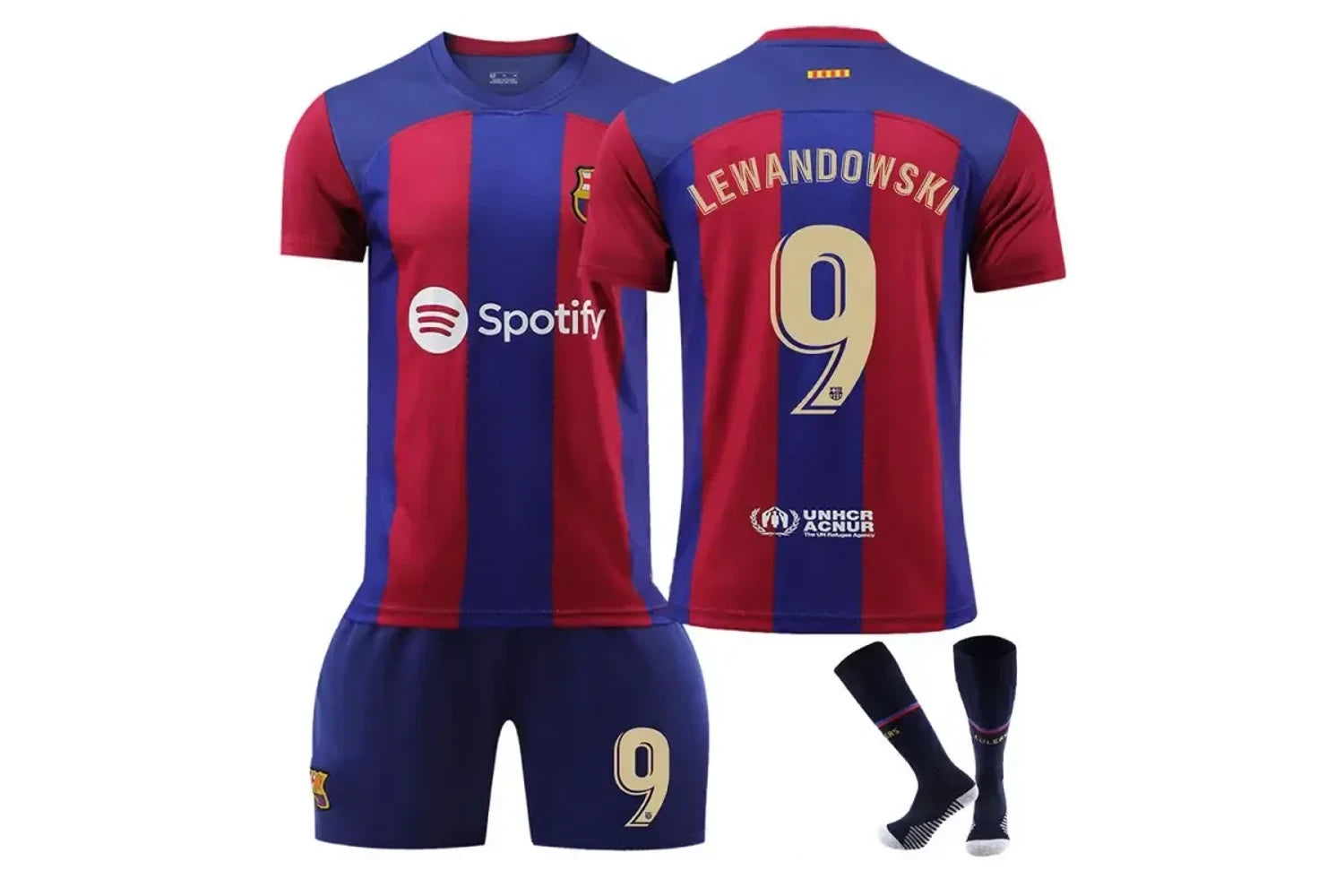 Lewandowski Barcelona Home Jersey #9 Red/Blue Kit Youth/Adult INTERNATIONAL STOCK
