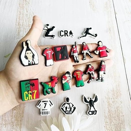 Croc Jibbitz Cristiano Ronaldo CR7 Soccer Shoe Charms Pins - 18 Pack