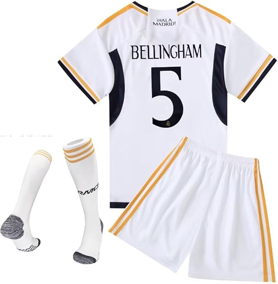 Real Madrid Home Jersey Bellingham #5 White Youth Kit LOCAL STOCK