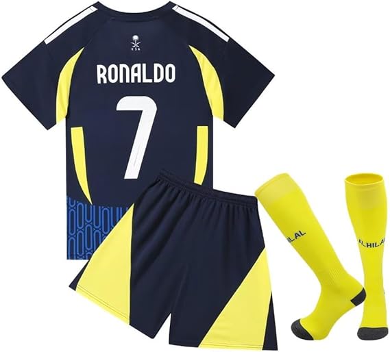KAFD Ronaldo Jersey Blue Al-Nassr CR7 #7 Kit Youth LOCAL STOCK
