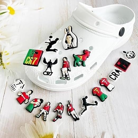 Croc Jibbitz Cristiano Ronaldo CR7 Soccer Shoe Charms Pins - 18 Pack