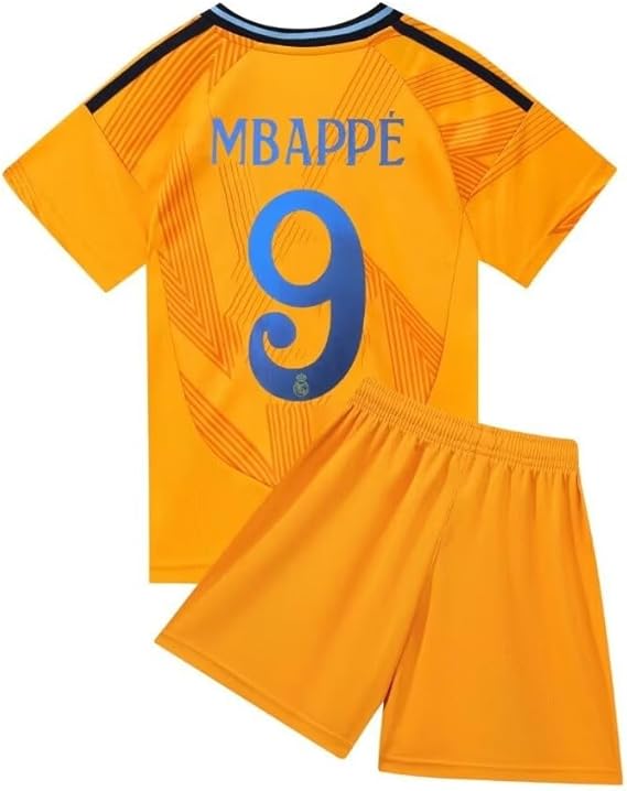 Mbappé Real Madrid Away Jersey #9 Orange Youth Kit LOCAL STOCK