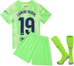 Barcelona Home Jersey Lamine #19 Green/White Youth Kit LOCAL STOCK