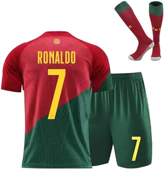 Portugal Home Jersey Ronaldo #7 Red/Green Youth Kit LOCAL STOCK