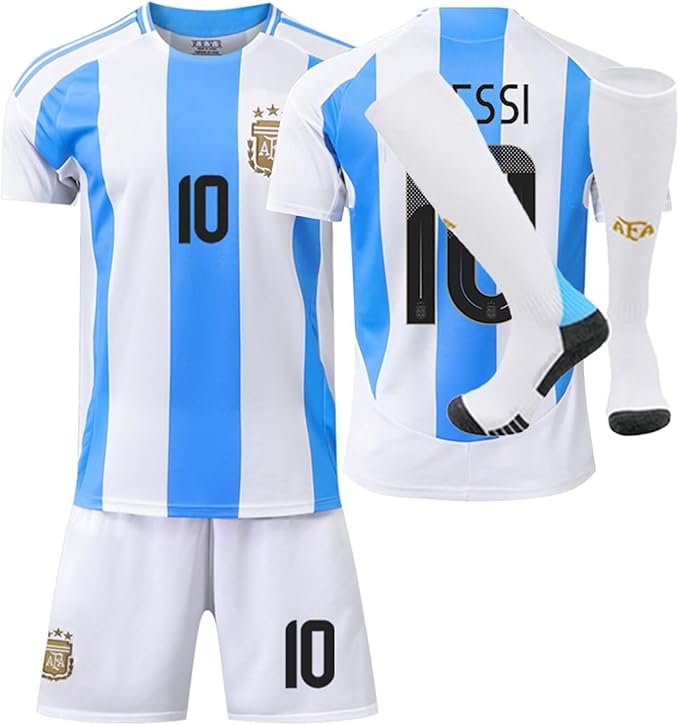 Argentina Home Jersey Messi #10 Blue & White Youth Kit (LOCAL STOCK)