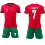 2024/2025 Portugal Soccer Jersey Ronaldo #7 Red/Green Youth Kit LOCAL STOCK