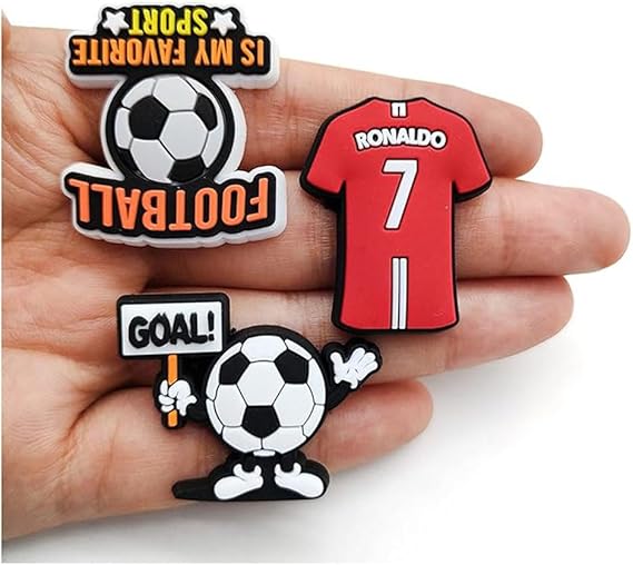 Croc Jibbitz Soccer Shoe Charms Pins Ronaldo Messi Neymar Jr & Lots More  - 50 Pack