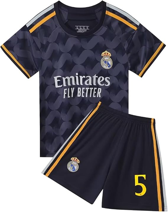 Real Madrid Away Jersey Bellingham #5 Blue Youth Kit LOCAL STOCK