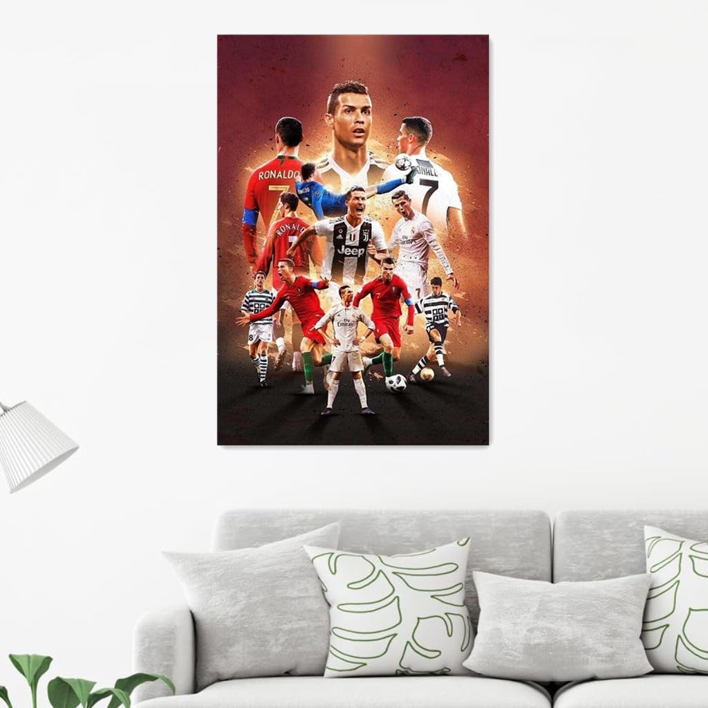 Ronaldo Soccer Poster Canvas Wall Art Bedroom Decor 40x60cm (Unframed)
