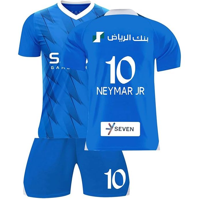 Riyadh New Moon Home Neymar Jr #10 Soccer Jersey Blue/White Youth Kit LOCAL STOCK