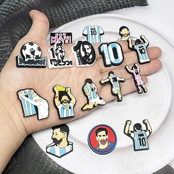 Croc Jibbitz Lionel Messi Soccer Shoe Charms Pins - 16 Pack