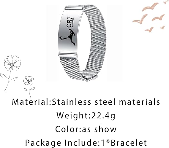 Cristiano Ronaldo CR7 Soccer Fan Commemorative Bracelet | Stainless Steel | Adjustable
