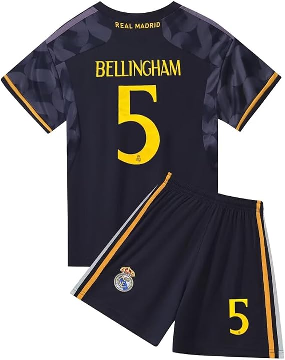 Real Madrid Away Jersey Bellingham #5 Blue Youth Kit LOCAL STOCK