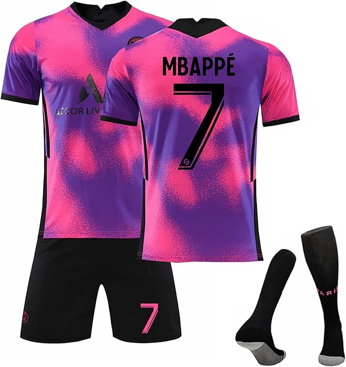 Mbappé Paris Saint-Germain Fourth Stadium Jersey #7 Purple/Pink Youth Kit LOCAL STOCK