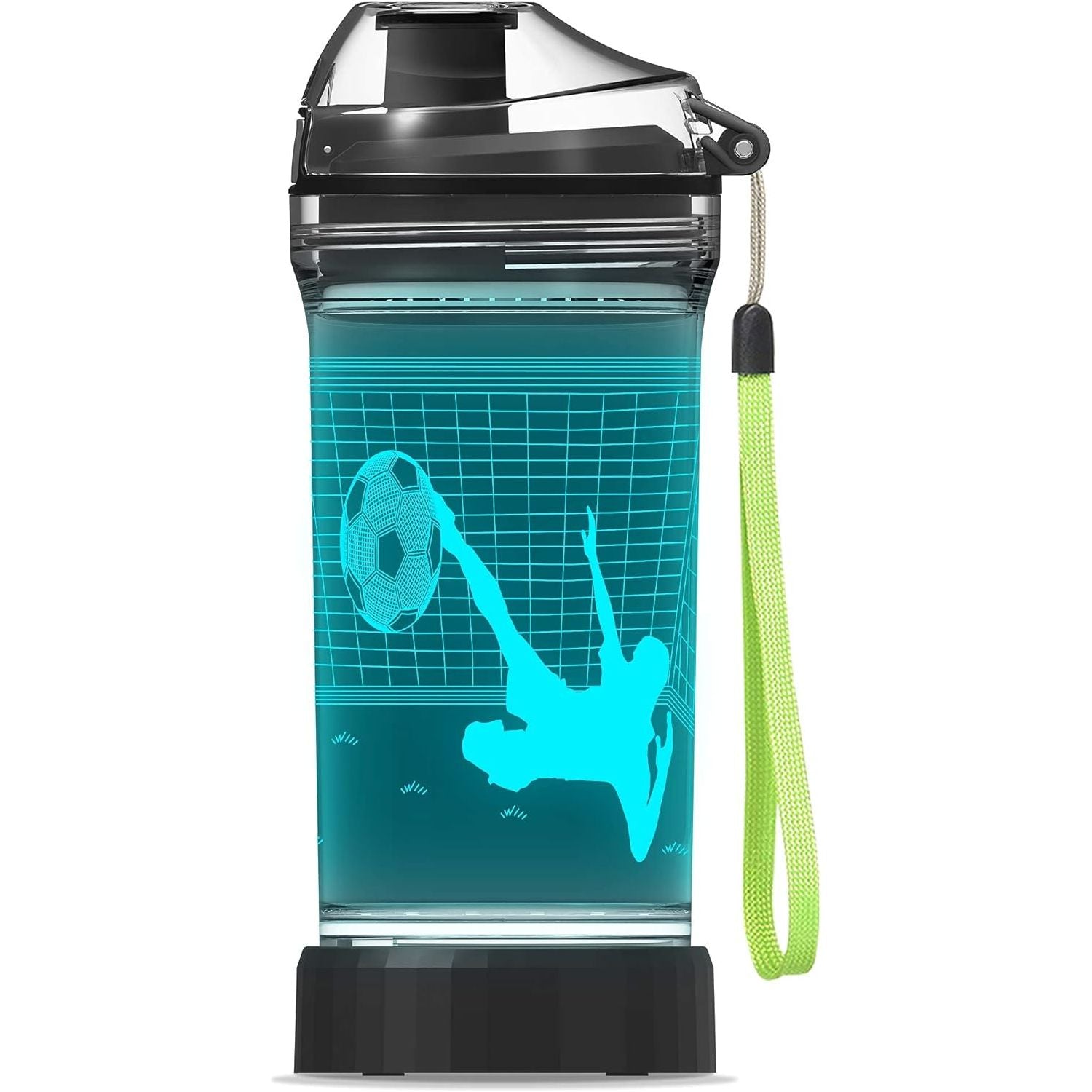 Light Up LED Multicolour Water Bottle with 3D Soccer Lamp