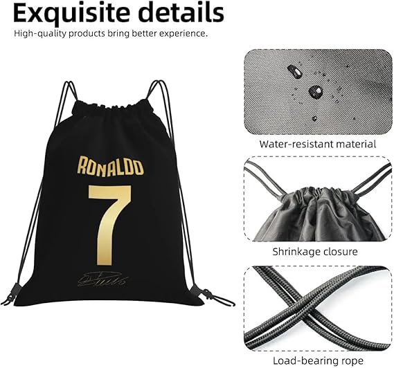 Football Legend Ronaldo Drawstring Bag | 36x30cm Midi Sized Backpack