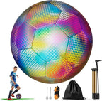 Holographic Soccer Ball Reflective Luminous with Pump & Bag (Size 5)