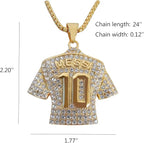 Messi #10 Soccer Jersey Number Pendant Necklace Gold Plated Stainless Steel