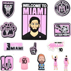 Croc Jibbitz Lionel Messi Soccer Shoe Charms Pins Inter Miami Pink Set - 25 Pack