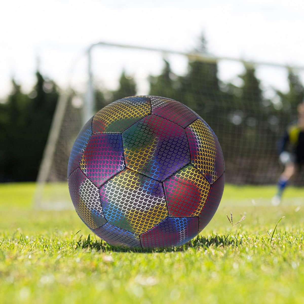 Holographic Soccer Ball Reflective Luminous with Pump & Bag (Size 5)