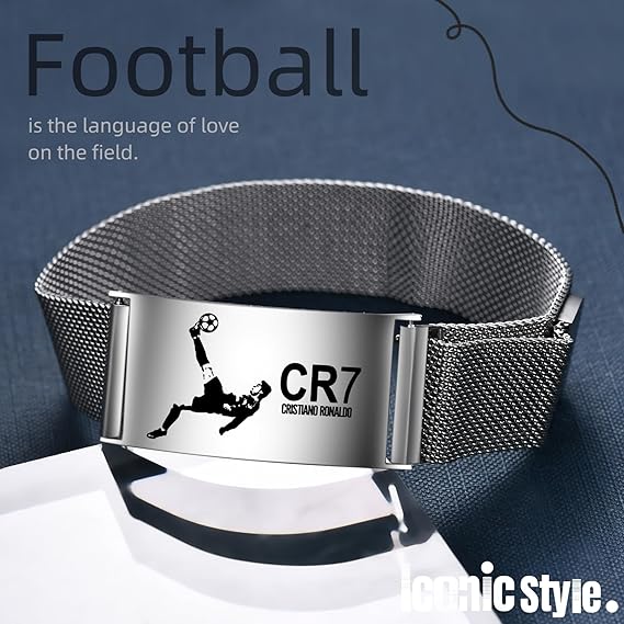 Cristiano Ronaldo CR7 Soccer Fan Commemorative Bracelet | Stainless Steel | Adjustable