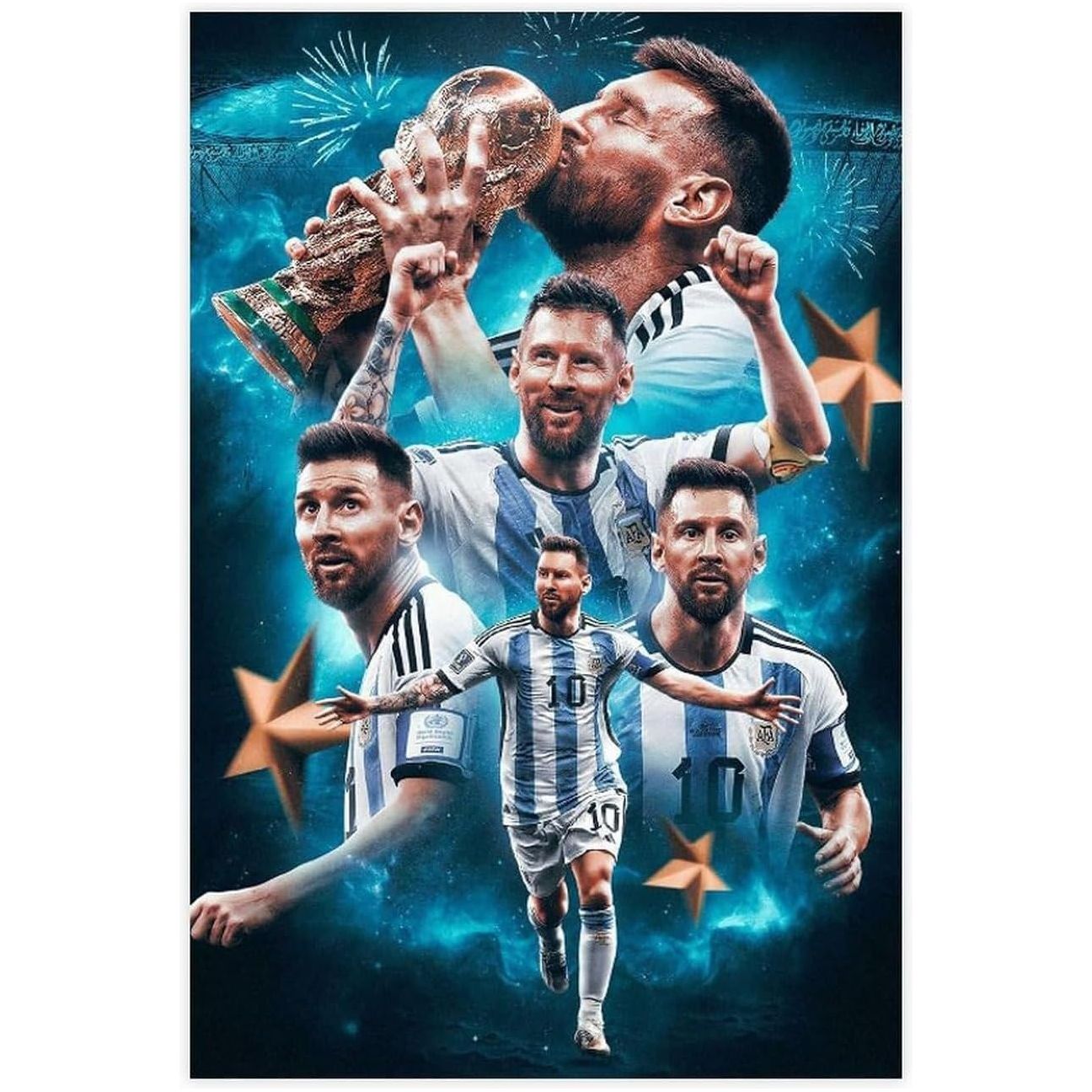 Messi Argentina Soccer Poster Canvas Wall Art Bedroom Decor 40x60cm (Unframed)