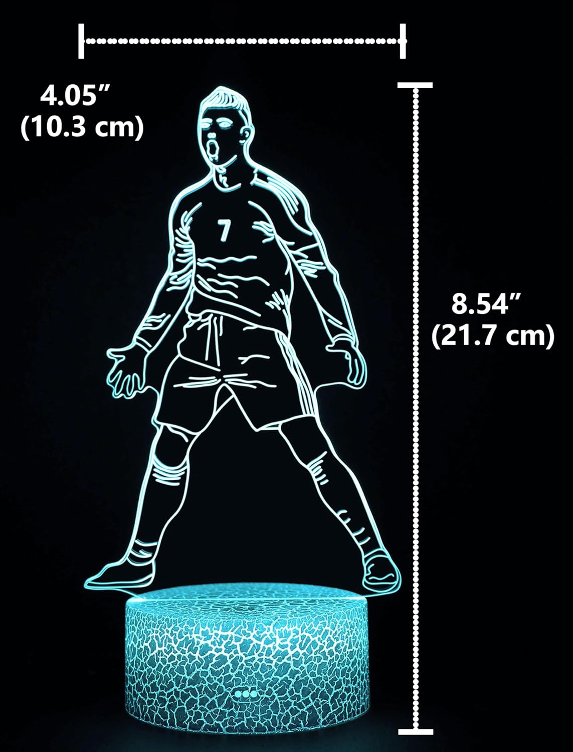 Ronaldo #7 LED Night Light 16 Colours Soccer 3D Lamp with Remote Control & Gift Box