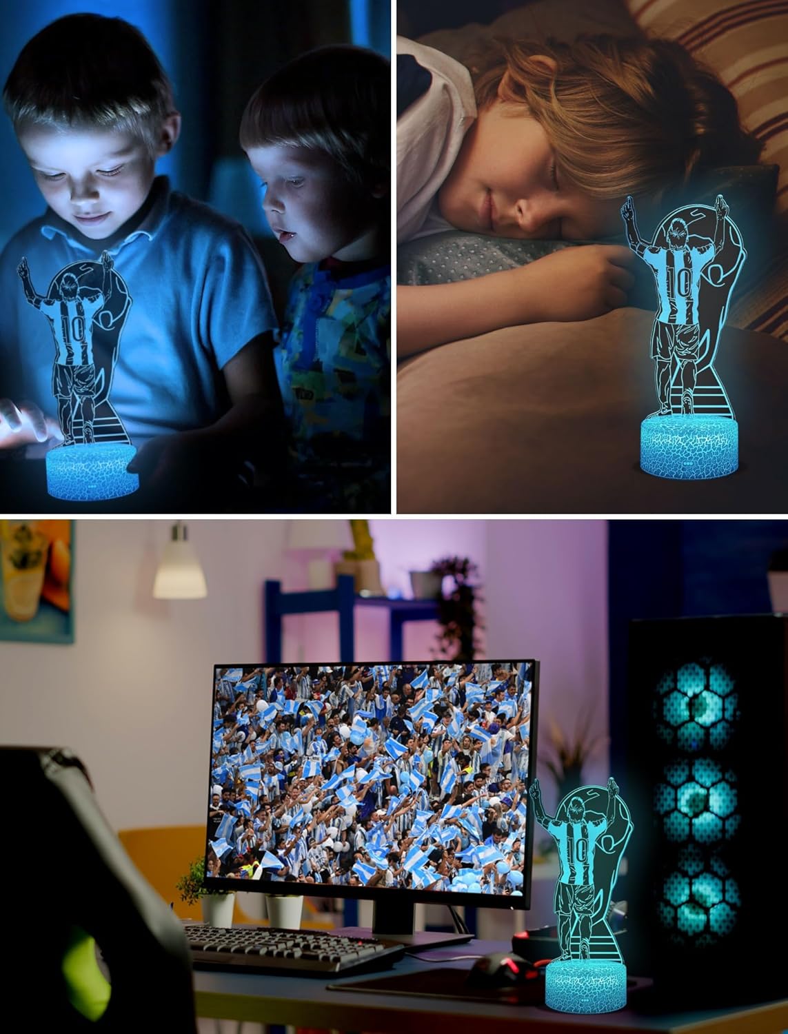 Messi #10 LED Night Light 16 Colours Soccer 3D Lamp with Remote Control & Gift Box