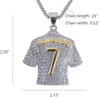 Ronaldo #7 Soccer Jersey Number Pendant Necklace Silver Plated Stainless Steel