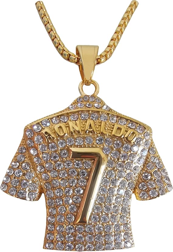 Ronaldo #7 Soccer Jersey Number Pendant Necklace Gold Plated Stainless Steel