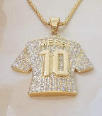 Messi #10 Soccer Jersey Number Pendant Necklace Gold Plated Stainless Steel