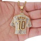 Messi #10 Soccer Jersey Number Pendant Necklace Gold Plated Stainless Steel