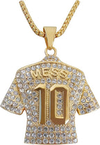 Messi #10 Soccer Jersey Number Pendant Necklace Gold Plated Stainless Steel