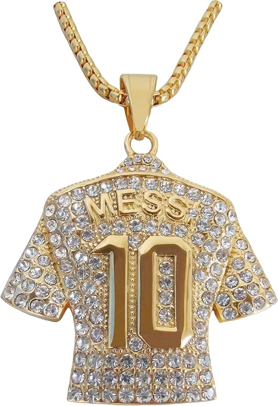 Messi #10 Soccer Jersey Number Pendant Necklace Gold Plated Stainless Steel