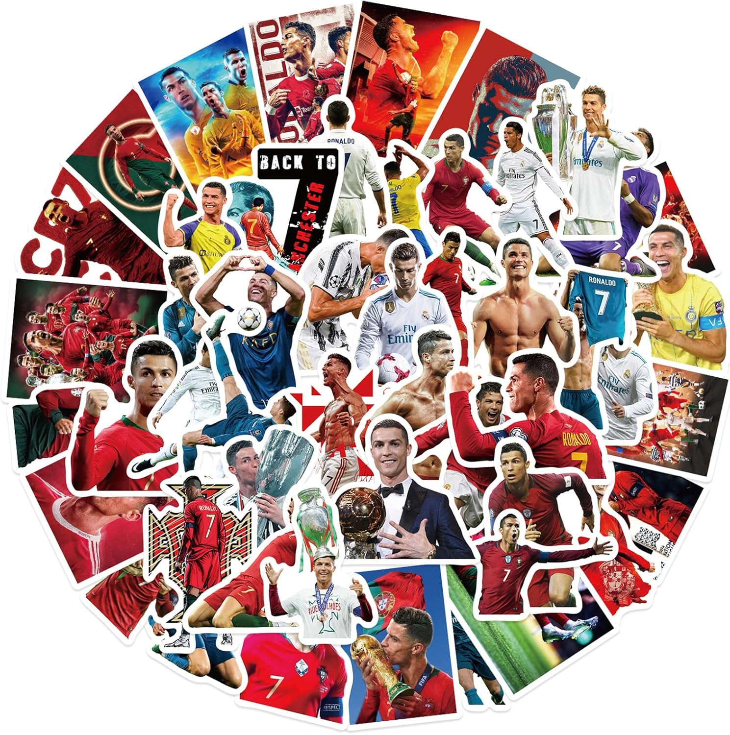 Ronaldo Stickers Small Decals |50 Pcs| for Hydro Flasks Laptop Phone Case Computer Water Bottle
