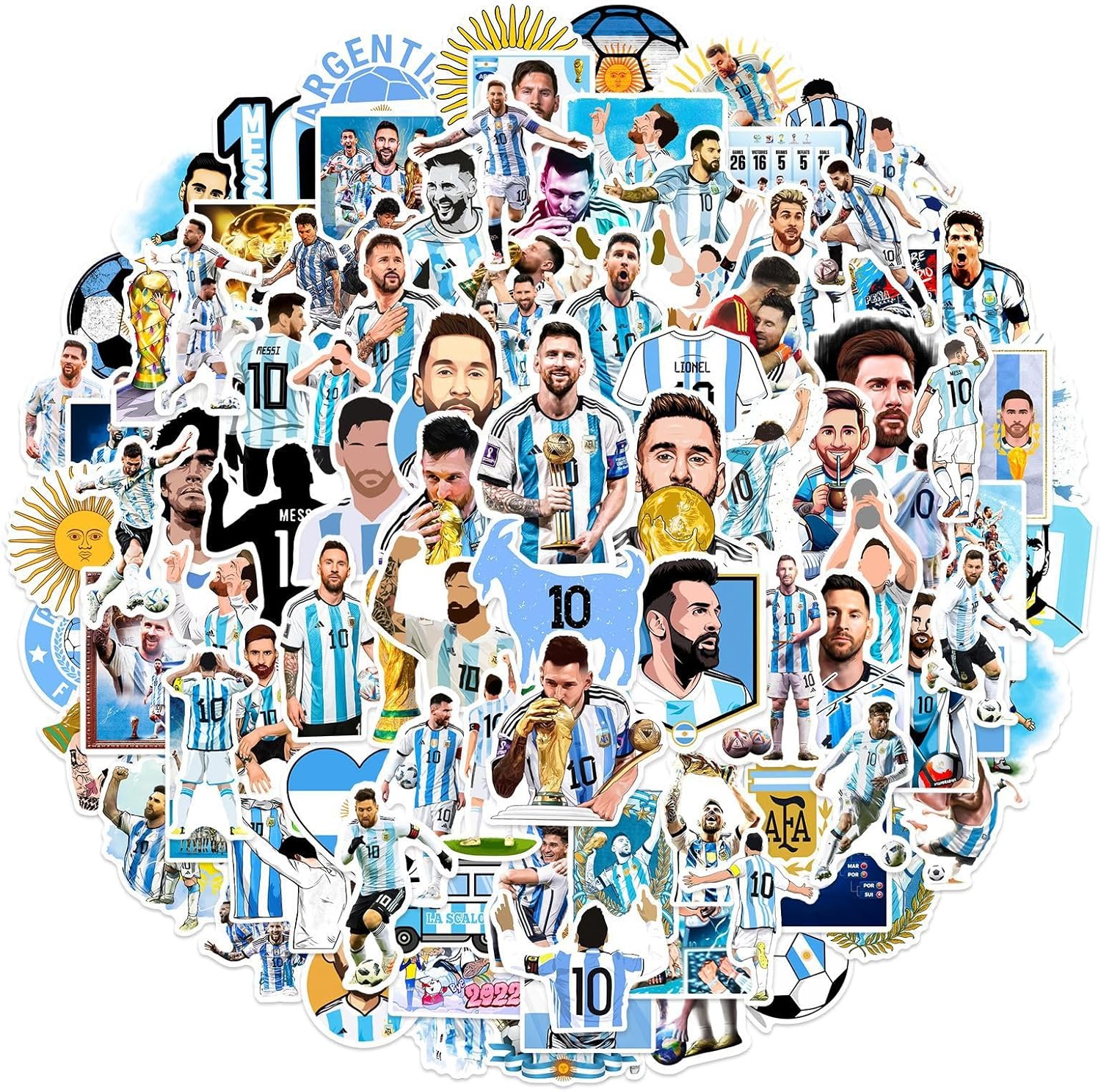 Messi Stickers Small Decals |100 Pcs| for Hydro Flasks Laptop Phone Case Computer Water Bottle